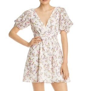 Fame & Partners Feminine Floral Deep-V-Neck Short Sleeve Dress NWT SZ 6